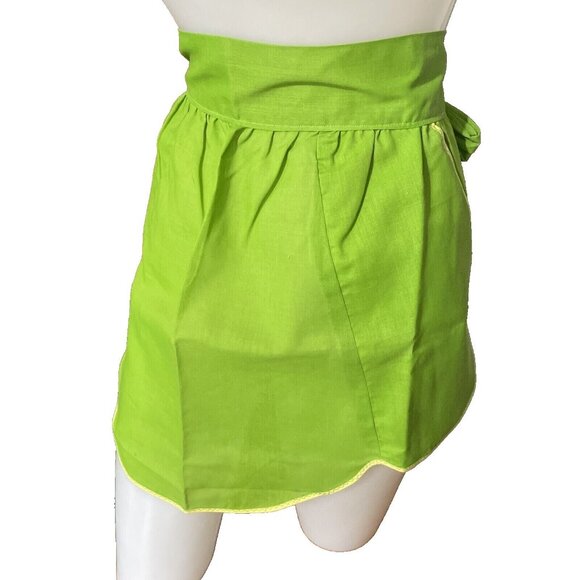 Vintage Green Yellow Tie Waist Pocket Apron - Picture 1 of 5